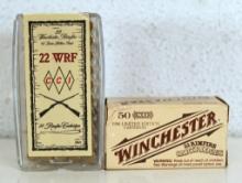2 Different Full Boxes .22 WRF Cartridges Ammunition - 1 Box CCI 45 gr. HP, 1 Box Winchester 1986
