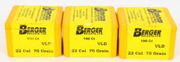 300 Count of Berger .22 Cal Bullets for Reloading