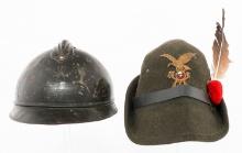 WWI - COLD WAR ITALIAN M15 HELMET & ALIPINI CAP