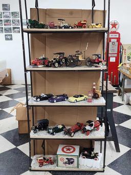 Storage Shelf Unit with Collectible Cars