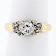 14K Yellow Gold .85 ctw Round Diamond Solitaire Engagement Ring w/ Tiered Accent