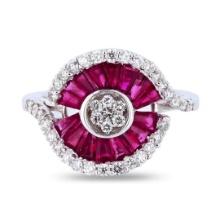 0.66 ctw Diamond and 2.55 ctw Ruby 14K White Gold Ring