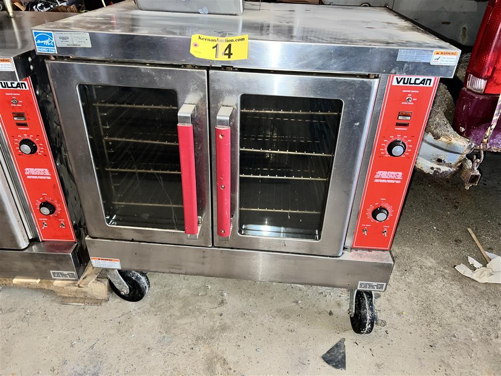 VULCAN MODEL VC4GD SINGLE FULL SIZE 2-DOOR GAS CONVECTION OVEN ON CASTERS , LP GAS