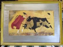 Clark Allen Signed Painting on Paper "Bullfighting"