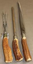 Three-Piece Lifetime Cutlery Stag Handle Carving Set